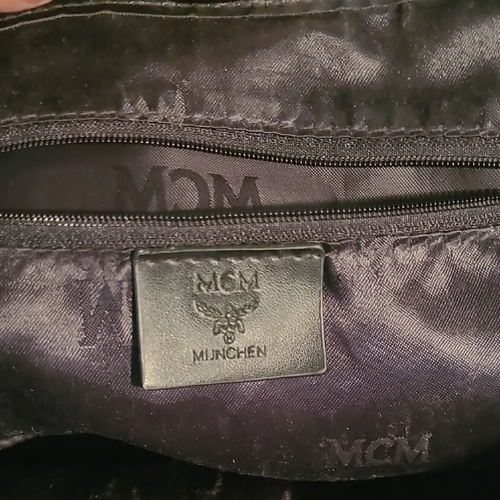 MCM Black and Gold Tote with Logo Pattern - Picture 7 of 8